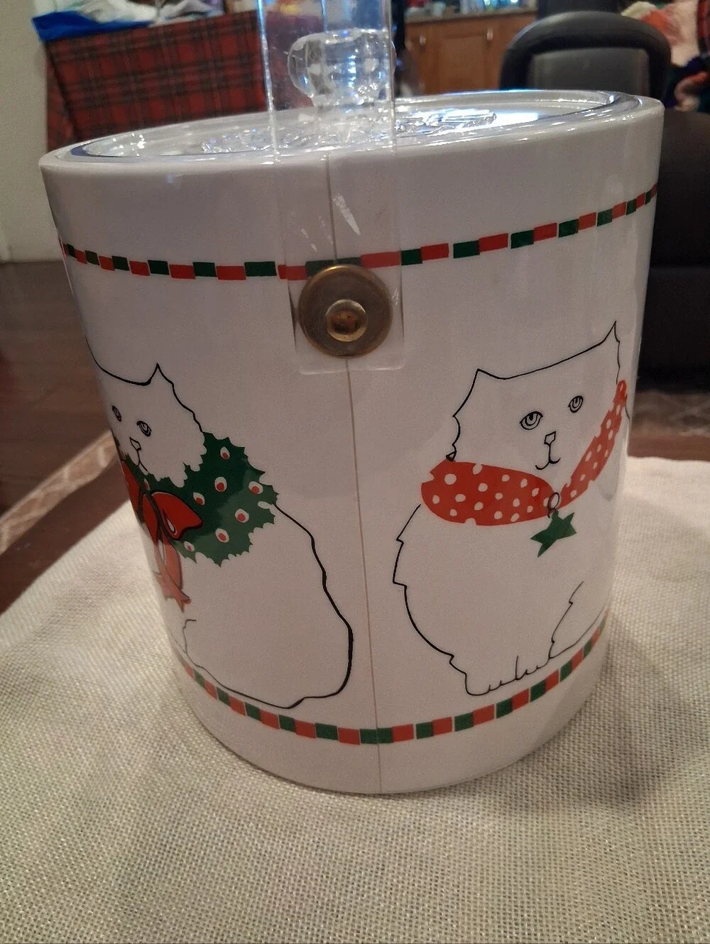Vintage Holiday Cat Frosted Glass Drink Set